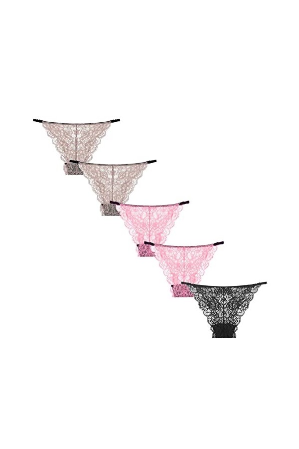 Lot de 5 culottes en coton pour femme - Culotte sexy en dentelle douce - 5 pièces - Sous-vêtements ultra sans couture - Culot