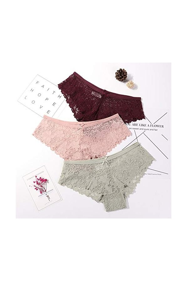 Culotte De Hipster Confortable 3 Pcs Culottes Pour Femme Sous- vêtements Sexy Dentelle Respirante Lingerie Douce De La Linger