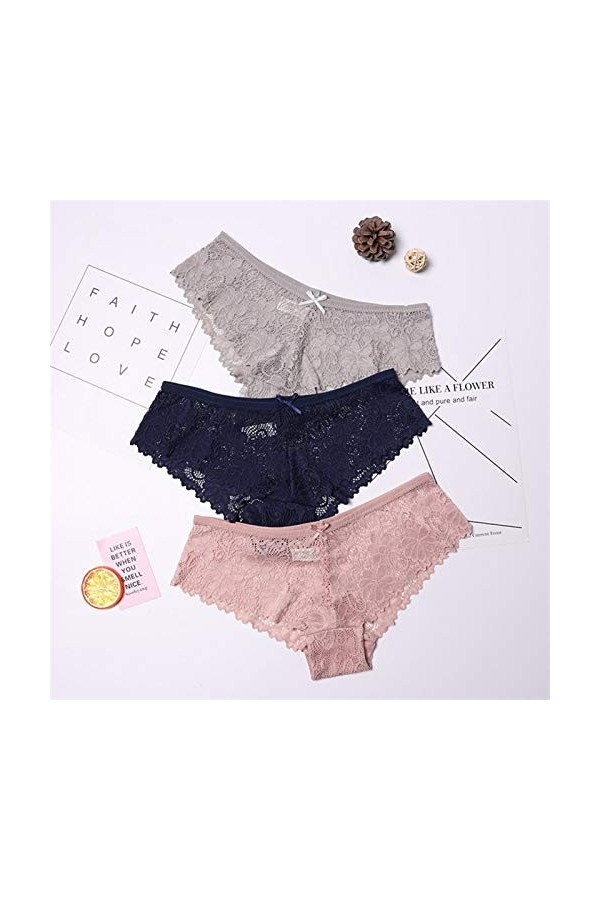 Culotte De Hipster Confortable 3 Pcs Culottes Pour Femme Sous- vêtements Sexy Dentelle Respirante Lingerie Douce De La Linger