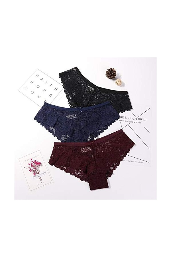 Culotte De Hipster Confortable 3 Pcs Culottes Pour Femme Sous- vêtements Sexy Dentelle Respirante Lingerie Douce De La Linger