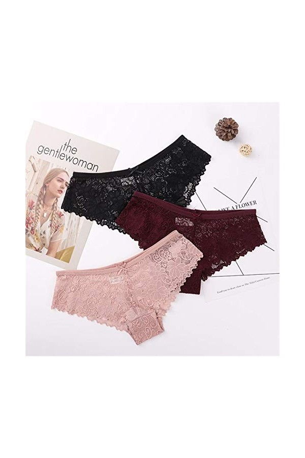 Culotte De Hipster Confortable 3 Pcs Culottes Pour Femme Sous- vêtements Sexy Dentelle Respirante Lingerie Douce De La Linger