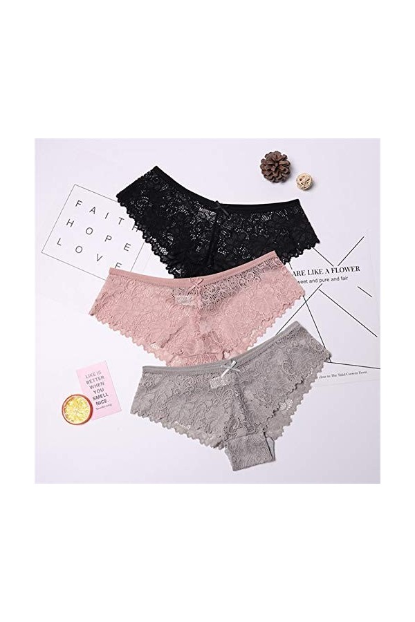 Culotte De Hipster Confortable 3 Pcs Culottes Pour Femme Sous- vêtements Sexy Dentelle Respirante Lingerie Douce De La Linger