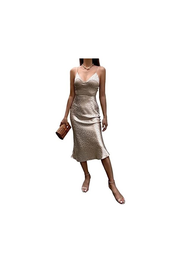 HENGNICE Rape À Suspension for Femmes V -Neck Golden Flashing Bun Hip Sexy Sexy Hollow Cutout Robe Color : Golden, Size : XL