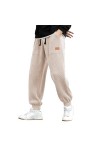 Duohropke Pantalon en velours côtelé large avec élastique - Pantalon de jogging pour homme avec poignets - Pantalon baggy pou