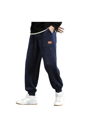 Duohropke Pantalon en velours côtelé large avec élastique - Pantalon de jogging pour homme avec poignets - Pantalon baggy pou