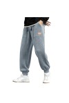 Duohropke Pantalon en velours côtelé large avec élastique - Pantalon de jogging pour homme avec poignets - Pantalon baggy pou
