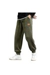 Duohropke Pantalon en velours côtelé large avec élastique - Pantalon de jogging pour homme avec poignets - Pantalon baggy pou