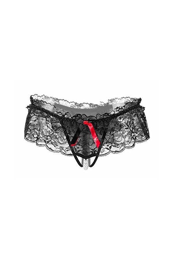 Femmes Slips en Dentelle Sexy Strings et Tangas sous-vêtement Bas Shorty Culotte Invisible en Dentelle Perlée Massage Sexy La