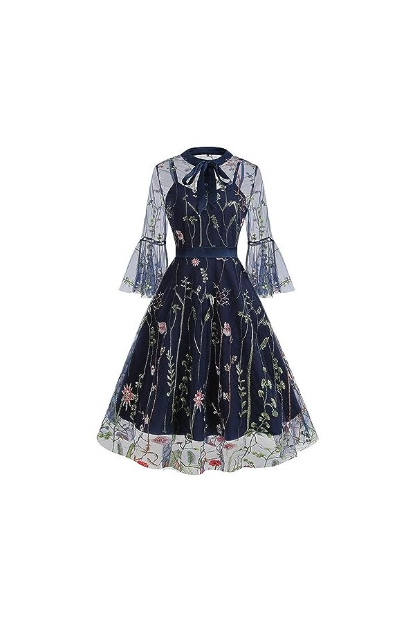 Vêtements médiévaux pour femme - Dentelle noire - Robe Lolita - Robe dHalloween - Robe rockabilly - Mini robe à manches long