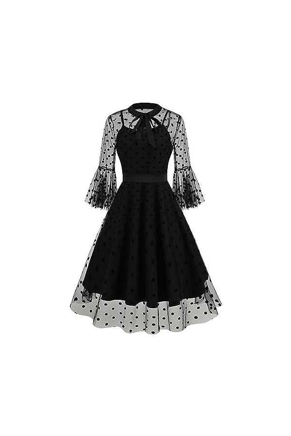 Vêtements médiévaux pour femme - Dentelle noire - Robe Lolita - Robe dHalloween - Robe rockabilly - Mini robe à manches long