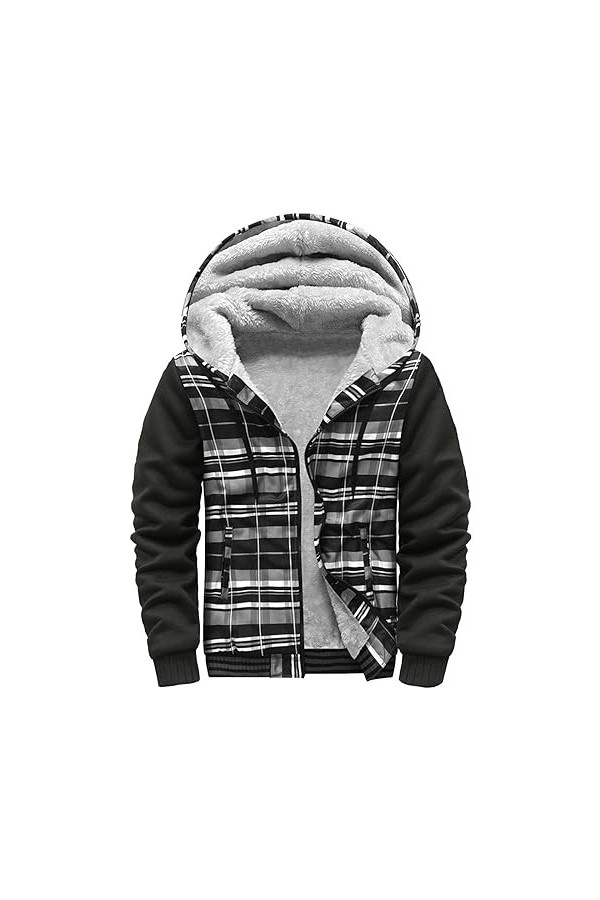 Veste en peluche pour homme Veste à capuche Veste polaire épaisse épaisse chaude décontractée Soild Couleur à manches longues