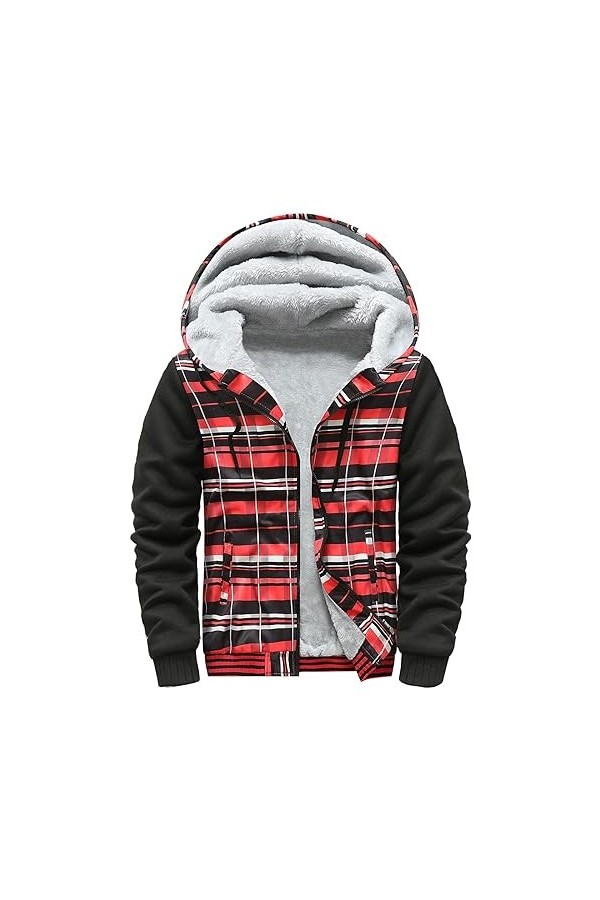Veste en peluche pour homme Veste à capuche Veste polaire épaisse épaisse chaude décontractée Soild Couleur à manches longues