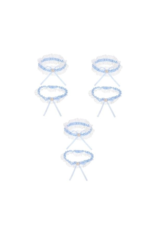 SOIMISS 3 Ensembles Porte-Jarretelles Jarretières en Dentelle De Mariée Jarretière De Mariage Jarretière De Fleur Kit De Bijo