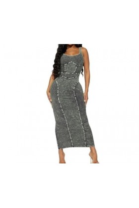 JEKKAH Robes imprimées for Femmes, vêtements Sexy Hottie, Robes Une pièce à Bretelles, Robes Sexy, 2023 Color : GR, Size : L