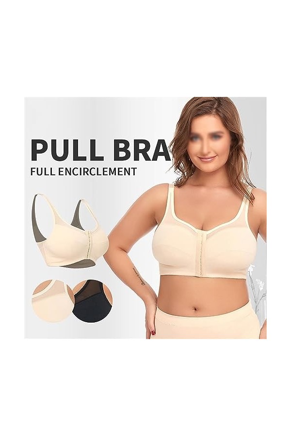 Soutien-Gorge Fermé Boutonné Devant Grande Taille Femme sous-vêtement Push-up sans Fil Ultra-Fin Sexy Bralette De Maintien De