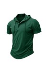 Mode t - Shirt à Capuche Hommes Casual V - Neck Bouton Top à Capuche Hommes été Manches Courtes Pull