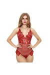 ZTIANEF RougeSexy Femme Lingerie lambrissée à col en V érotique, sans Blocage de Couleur à Armatures, Noir, M
