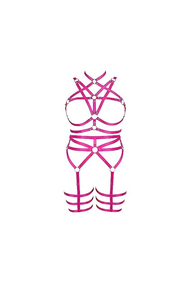 JMMHSS Femmes punk Body harnais ensemble de sous - vêtements pleine taille sangle lanières cadre cage rave soutien - gorge C