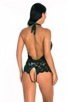 ZTIANEF NoëlLingerie érotique Licou col Pyjama Sexy Combinaison Ouverte serrée, Vert, S