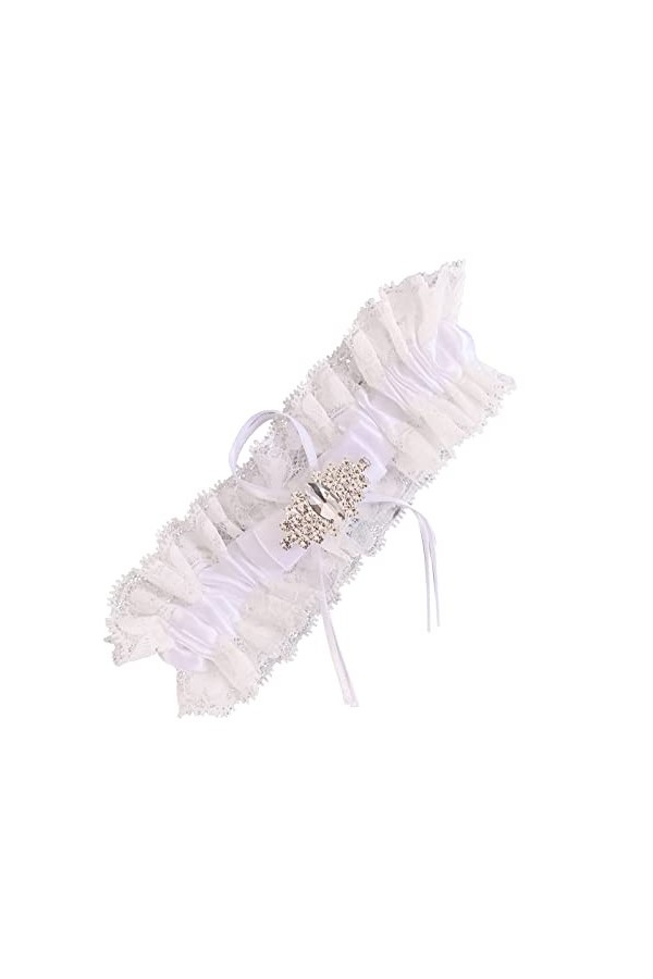 GOOFFY Ensemble de jarretière de mariée de Mariage Jarretières de mariée Extensibles avec Strass No Slip Lace Jarretière Sati