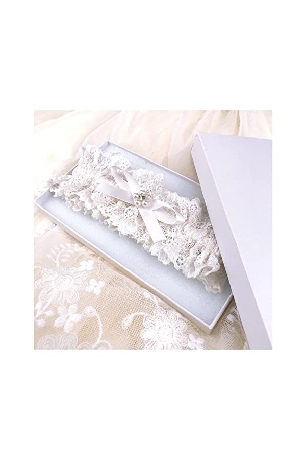 GOOFFY Ensemble de jarretière de mariée de Mariage Jarretières de mariée Extensibles avec Strass No Slip Lace Jarretière Sati