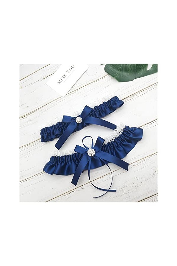 GOOFFY Ensemble de jarretière de mariée de Mariage Jarretières de mariée Extensibles avec Strass No Slip Lace Jarretière Sati