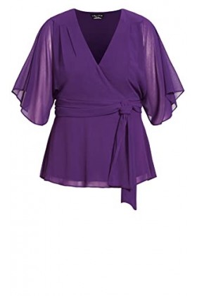 City Chic Grande Taille, Haut Elegant Wrap, Pétunia, Taille 46