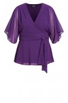City Chic Grande Taille, Haut Elegant Wrap, Pétunia, Taille 46