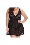 Générique Robes pour Femmes Grande Taille Sexy Ouvert Bas Femmes Lingerie Nuisette Pyjama Corps Complet Noir 3XL 