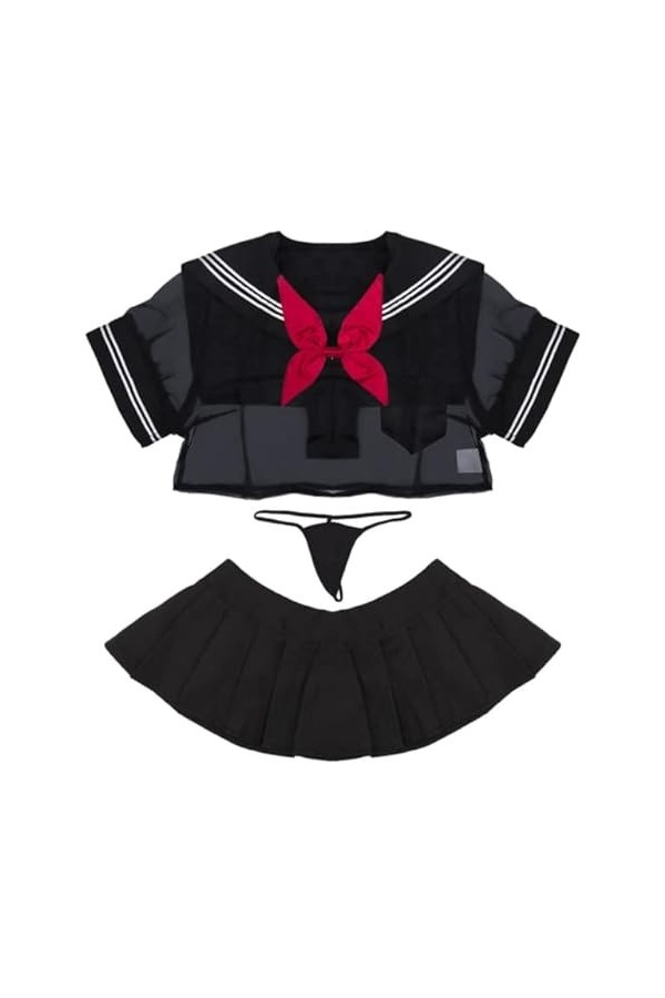 GAUCON Sexy Schoolgirl Uniforme Erotic Maid Uniforme Cravate Plaid Mini Jupe Exotic Costume Cosplay Sexy Schoolgirl sous-vête