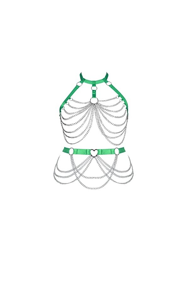 Femmes Strappy Plus Size Body Harnais Lingerie Jarretière Ceinture Ensemble Élastique Creux Bralette Punk Gothique Festival R