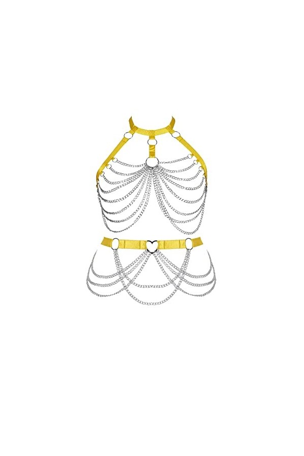 Femmes Strappy Plus Size Body Harnais Lingerie Jarretière Ceinture Ensemble Élastique Creux Bralette Punk Gothique Festival R