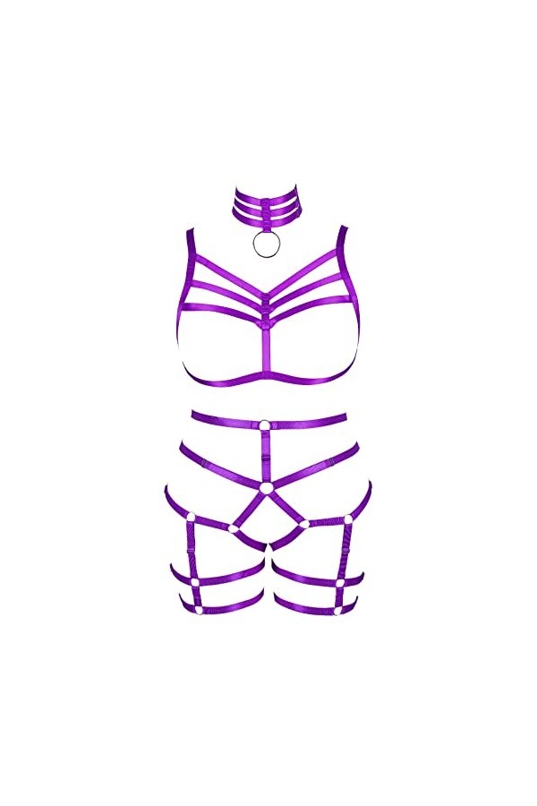 JMMHSS Harnais grande taille soutien-gorge corps harnais ensemble jarretière Punk Style gothique taille douce et élastique pe