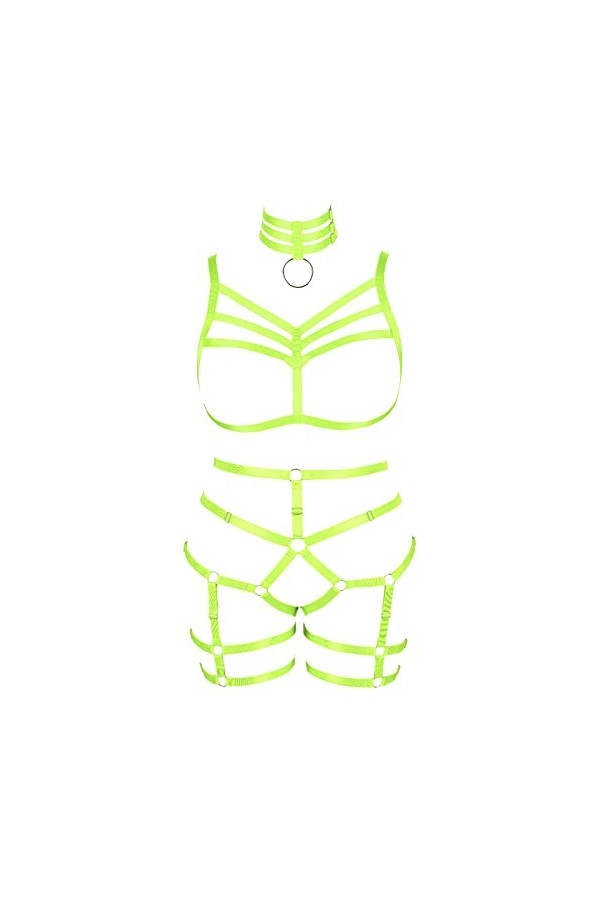 JMMHSS Harnais grande taille soutien-gorge corps harnais ensemble jarretière Punk Style gothique taille douce et élastique pe