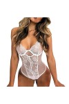 UIVHLW Nuisette Boudoir Dentelle Babydoll Body Bas Résille Costumes Chemise De Nuit