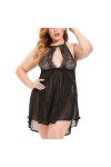 UIVHLW Lingerie Boudoir Grande Taille Évider Dentelle Chemise De Nuit Femmes Maille Perspective