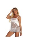 UIVHLW Coquinelingerie Dentelle À Bretelles Lingerie Maille Perspective Vêtements De Nuit Noeud