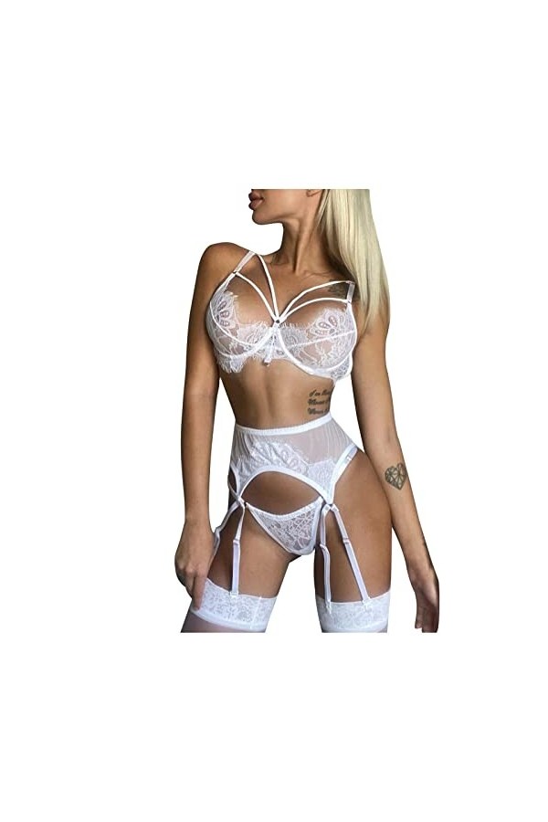 UIVHLW Lingerie Ensemble De sous-Vêtements en Dentelle Transparente pour Femmes De Grande Taille