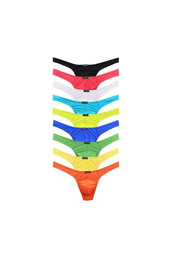 iKingsky String Ultra Fin et Ultra Léger sous-vêtements Homme Soyeux Tanga pour Homme avec Dos en T XXL, Pack de 9 