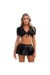 GRRKDFQ Ensemble Sexy Femme Érotique Ensembles De Cosplay Uniformes Avec Jupe Plissée, Rose, M