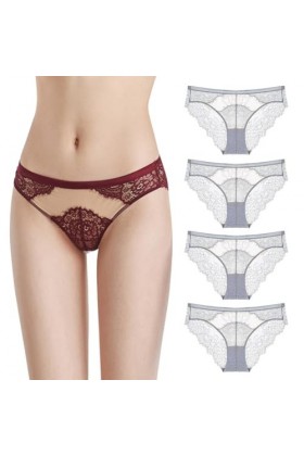 Necalisi Culotte Femme Lot de 4 Multicolore-1 Femme Slip Classique Dentelle Taille Haute Culotte Élégant Culotte Femme Taille