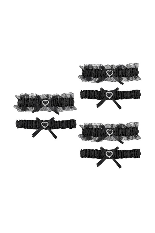 Abaodam 6 Pièces Anneau De Jambe Porte-Jarretelles en Dentelle Jarretière en Dentelle Femmes Nuptiale Arc Jarretière Mariage 