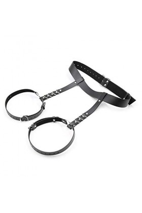 HUNTVE Ceinture de Cuisses en Cuir Punk de Carnaval Noir, jarretières, chaînes de Corps pour Femmes et Filles, Noir