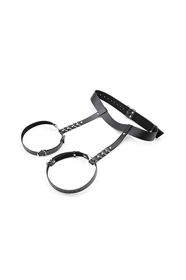 HUNTVE Ceinture de Cuisses en Cuir Punk de Carnaval Noir, jarretières, chaînes de Corps pour Femmes et Filles, Noir