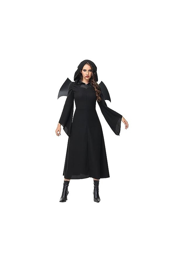 Robe gothique pour femme - Costume dHalloween - Sexy - Épaules dénudées - Noir - Taille XXL