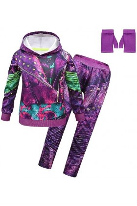 Foanja Déguisement Carlos Fille Cosplay Progéniture Dragon Carlos Outfit Sports Décontractés Pull à Capuche et Pantalon avec 