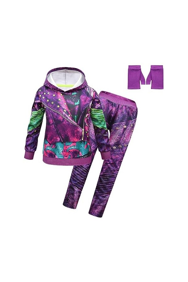 Foanja Déguisement Carlos Fille Cosplay Progéniture Dragon Carlos Outfit Sports Décontractés Pull à Capuche et Pantalon avec 