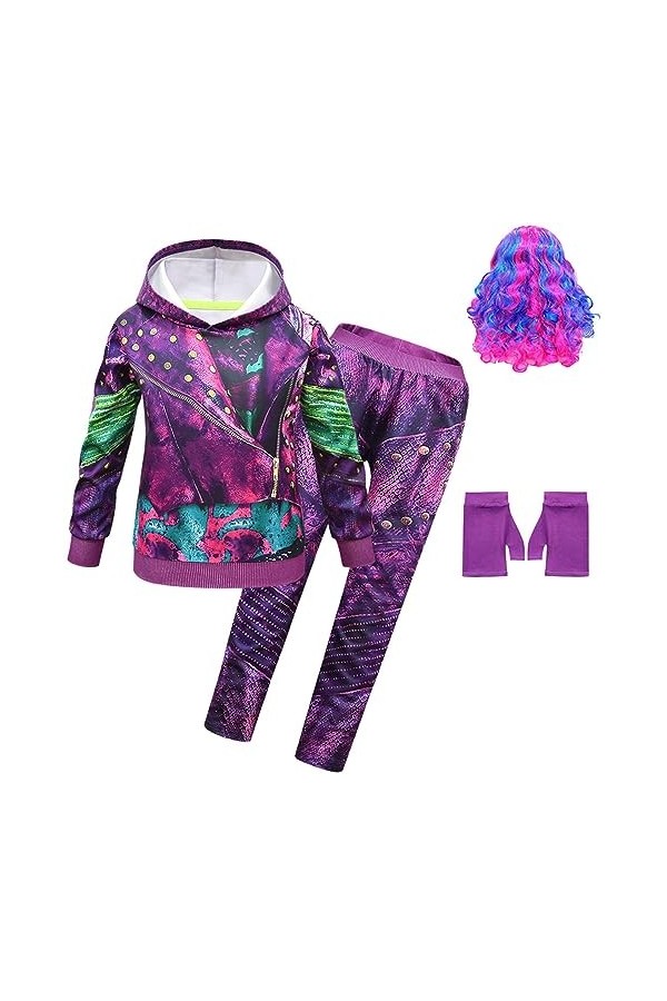 Foanja Déguisement Carlos Fille Cosplay Progéniture Dragon Carlos Outfit Sports Décontractés Pull à Capuche et Pantalon avec 