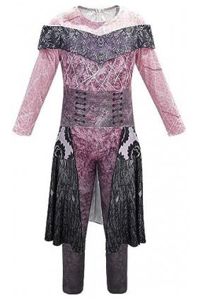 Foanja Audrey Cosplay Kostüm Mädchen Damen Verkleidung Nachkommen Drache Audrey Outfit Jumpsuit Kleid mit Perücken für Erwach