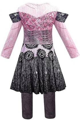 Foanja Audrey Cosplay Kostüm Mädchen Damen Verkleidung Nachkommen Drache Audrey Outfit Jumpsuit Kleid mit Perücken für Erwach